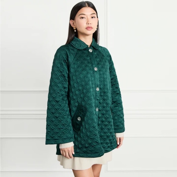 Hill House Deep Green Quilted Puffer Jacket - Picture 2 of 11
